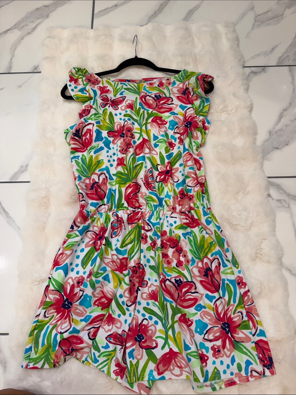 Aryeh Girls' Floral Dress - White, Pink & Green